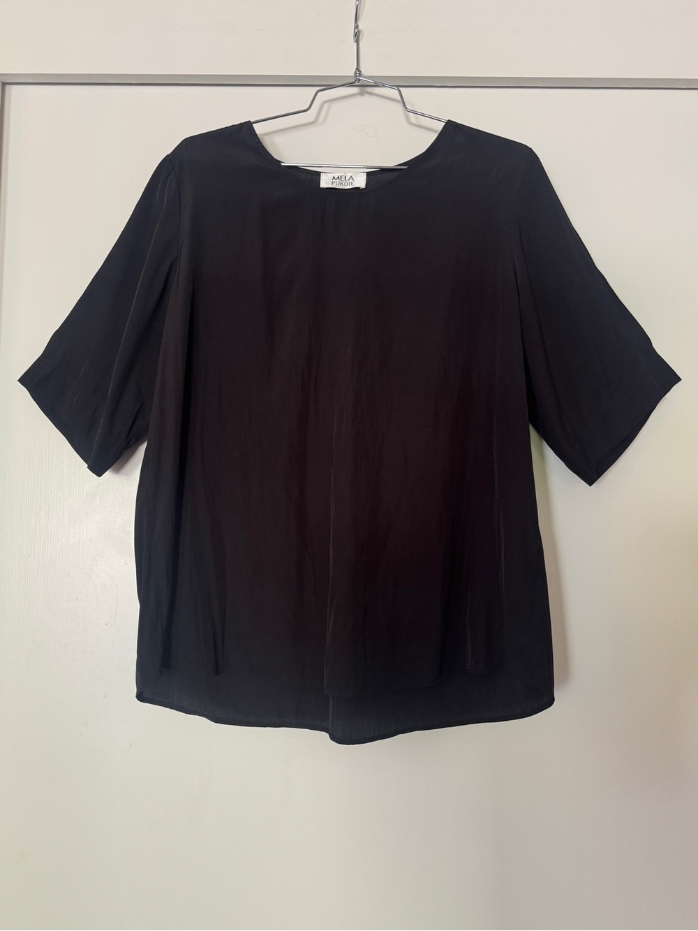 Mela Purdie Black Silk-Like Oversized Blouse S/M